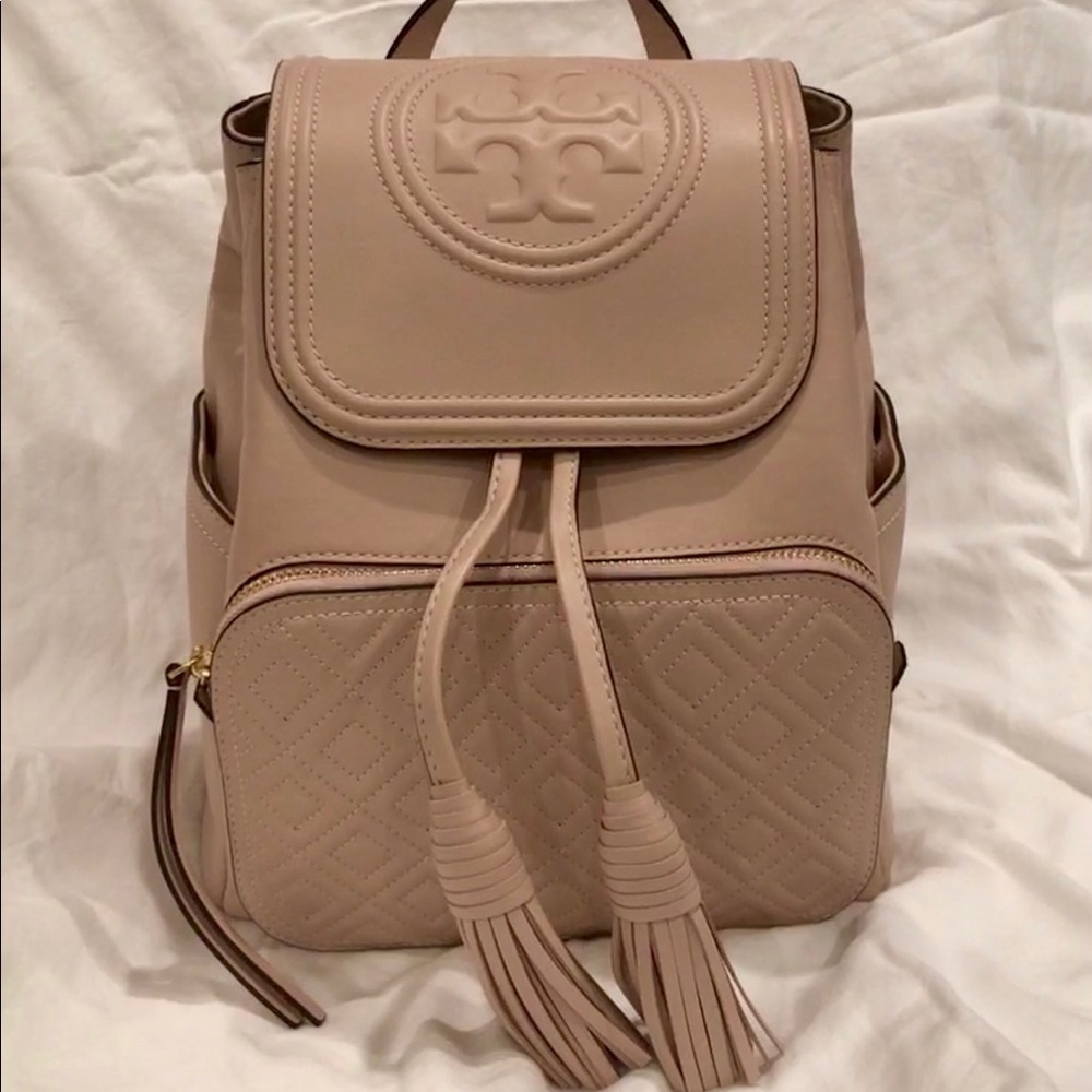 Backpack in neutral Shell Pink w/Gold Accents